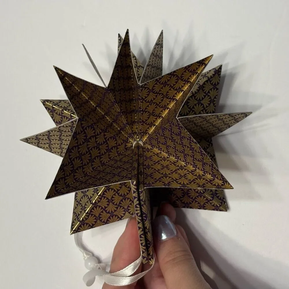Metallic Gold and Purple Folded Origami Star Ornament Unique